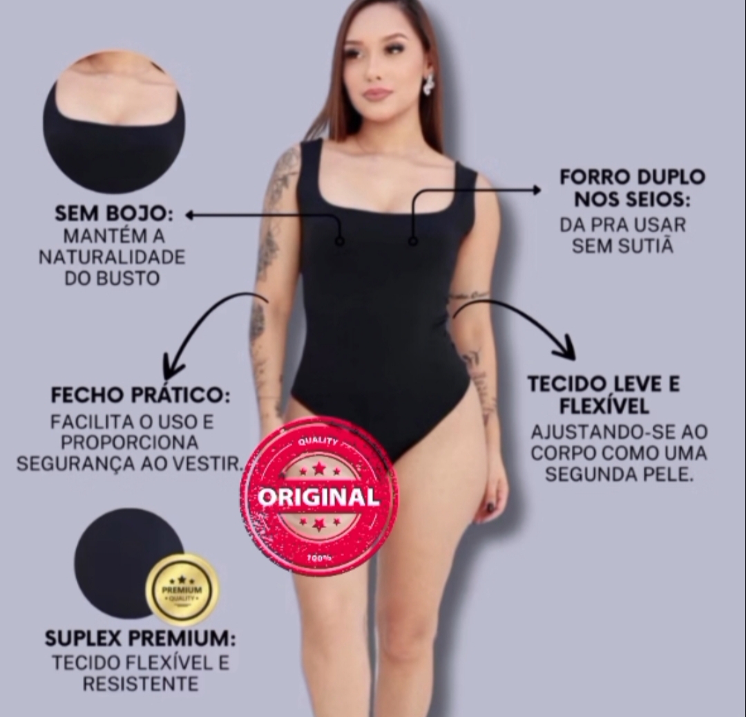 Body Suplex Decote Quadrado Modelador